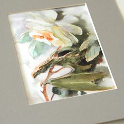 white rose dragon watercolor painting original fantasy art by yulia evsyukova