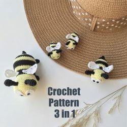 Crochet Pattern Bee 3 in 1. PDF file