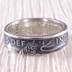 Silver Coin Ring (Great Britain) Leopard