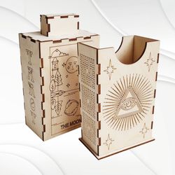 Gift box sliding Tarot svg dxf template for laser cutting. Glowforge svg project.