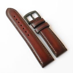 Watch Strap Burgundy / mahogany, genuine leather, watchband 18 - 26mm