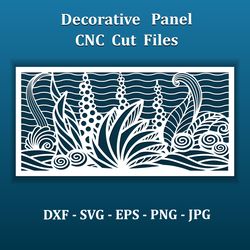 Wall art panel cut files. Underwater world seascape. Nautical design. Files for laser CNC cut machines. Home  decor