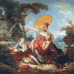 PDF Counted Vintage Cross Stitch Pattern | The Musical Contest | Jean-hOnore Fragonard 1754-1755 | 5 Sizes