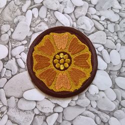 White Lotus Patch Sew on or Hook and Loop Air Nomad, Avatar Stud, Fire Nation, Water Bender Brown and Gold