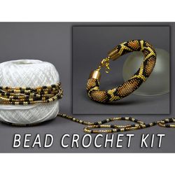 Bead crochet kit bracelet, Do It Yourself, DIY KIT bracelet, making kit beading, choose your size, pattern of a snake