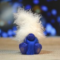 Blue gnome - Tomte gnome - Fairy gnome - Handmade gnome - Felted gnome