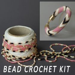 seed bead kit, diy jewelry, bracelet making kit, hobby kit, diy gift ideas, beaded bracelet kit, bead crochet diy kit