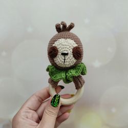 sloth rattle,sloth toy,Newborn toy,sloth gift,handmade sloth,baby rattle