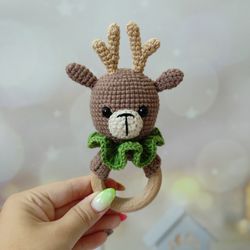 deer toy,christmas deer,deer gift,knit toy,Newborn toy,plush toy