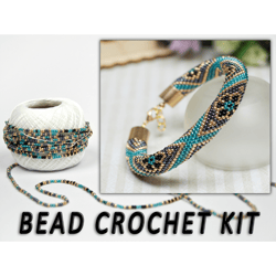 Diy jewelry kit beaded bracelet, choose your size, making kit beading, turquoise bracelet kit, bead crochet kit bracelet