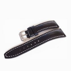 Black watch strap, genuine leather, watchband 22mm