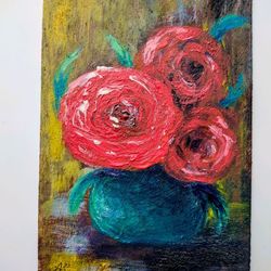 Peonies painting original flower art acrylic painting red peonies