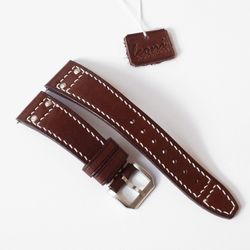 Brown watch strap, PILOT watchband, aviator style, genuine leather, watchstraps 22mm