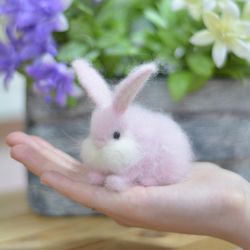 Pink rabbit/Felted bunny/Pink bunny/Felted animal/Easter rabbit/Easter bunny