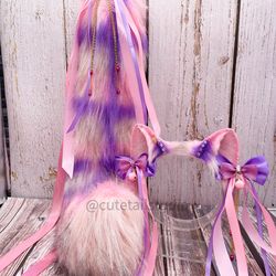 MTO Pink Cheshire Cat \ kitten ears headband \ cat tail