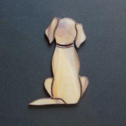 Dog Retriever Labrador. Art stained glass window hanging Suncatcher, Gift for animal lover, pet loss memorial  outdoor
