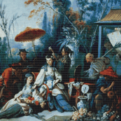 PDF Counted Vintage Cross Stitch Pattern | Chinese Garden | Francois Boucher 1742 | 5 Sizes