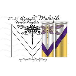 dragonfly vsplit tumbler template for 20 oz straight skinny makerflo v split template svg 20oz tumbler instant download