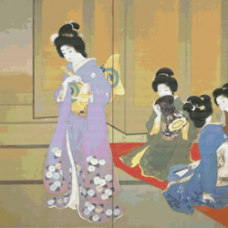 pdf counted vintage cross stitch pattern | preparing for dance | japan | uemura seen 1914 | 7 sizes