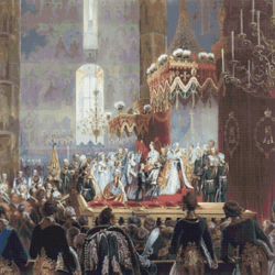 PDF Counted Vintage Cross Stitch Pattern | Coronation of Alexander II in the Assumption Cathedral | Mikhail Zichi 1857 |