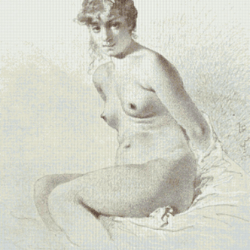 PDF Counted Vintage Cross Stitch Pattern | Nude Sketch | Mikhail Zichi 1827-1906 | 5 Sizes
