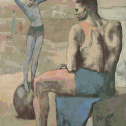 pdf counted vintage cross stitch pattern | girl on the ball | pablo picasso 1901 | 5 sizes