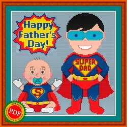Happy Father’s Day Cross Stitch Pattern | Super Dad