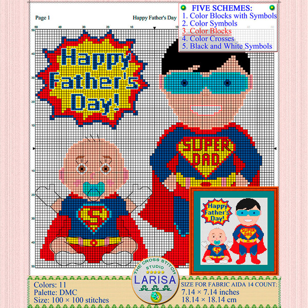 Happy Father’s Day Cross Stitch Pattern