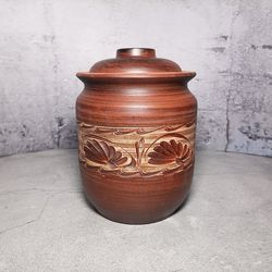 Pottery large cooking pot 84.53 fl.oz Handmade casserole with lid
