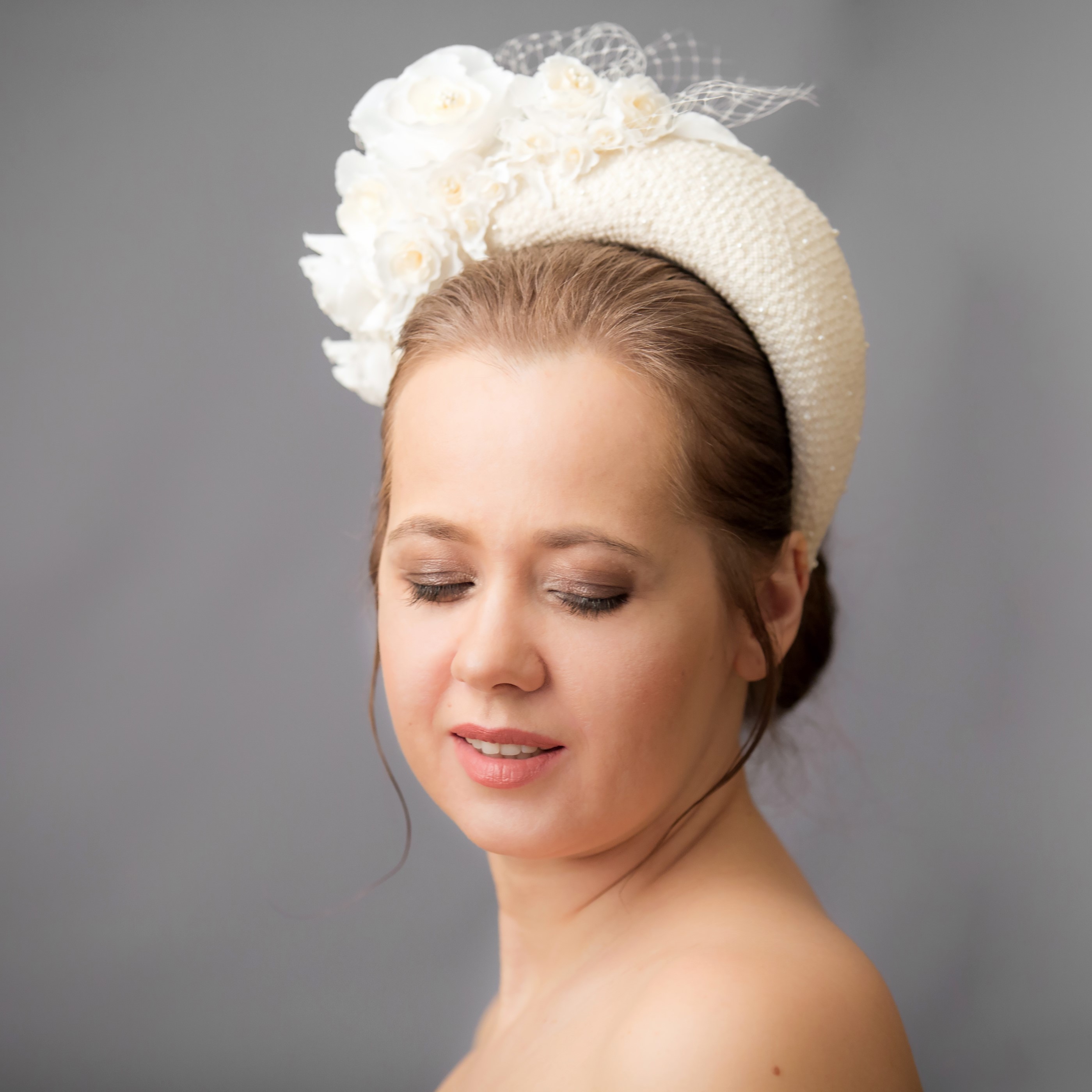 Champagne flower fascinator headband for wedding guest halo crown headband inspired by Kate Middleton half flower crown bridal headpiece. Accessories Hair Accessories Headbands & Turbans Headbands 