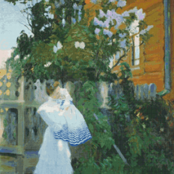 pdf counted vintage cross stitch pattern | lilac bush | boris kustodiev 1906 | 2 sizes