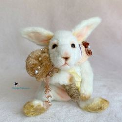 bunny with mushroom handmade toy