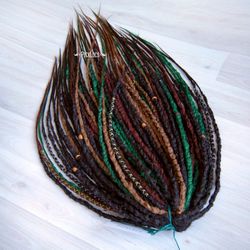 Witch Set Synthetic Dreads Crochet Brown Green Red Double or Single Ended Dreadlock Extensions DE SE