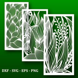 Decorative Wall Panels  Laser Cut files. Floral Art Deco pattern. Home privacy screens, card background, cut template