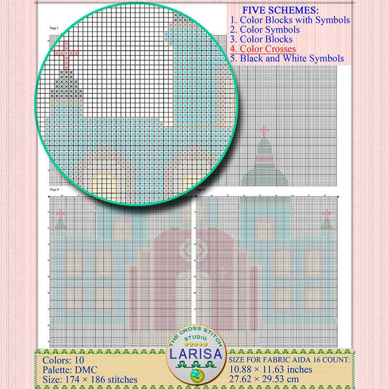 Catholic Church cross stitch pattern