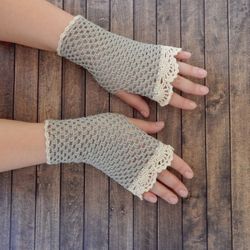 Wedding lace cotton fingerless gloves