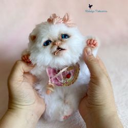 custom order cute white kitten realistic toy