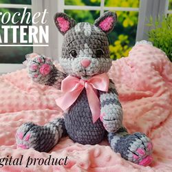 Crochet cat pattern, Amigurumi toy crochet pattern, cat plush pattern, soft toy, crochet kitten, realistic cat