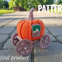 Pumpkin crochet pattern, halloween crochet pattern, Amigurumi pattern, crochet carriage Halloween home decor