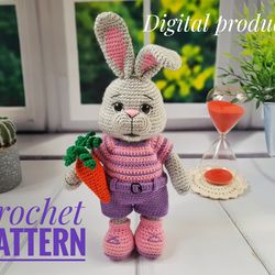 Crochet bunny pattern, cute rabbit pattern, easter bunny, stuffed bunny, Amigurumi crochet pattern
