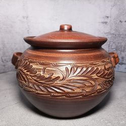 Pottery casserole 169,07 fl.oz Handmade red clay Cooking Pot