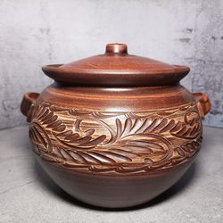 pottery casserole 169,07 fl.oz handmade red clay cooking pot