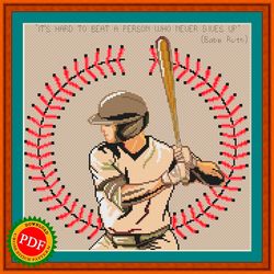 Baseball Cross Stitch Pattern | Baseball Player