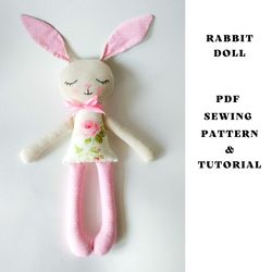 Rabbit  doll PDF sewing pattern and Tutorial Rabbit pattern