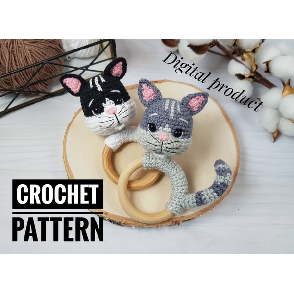 Baby rattle crochet cat pattern, amigurumi cat, cat stuffed | Inspire ...