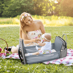 2-in-1 Backpack-crib, Diaper Bag, Sun Shade, & Usb Interface