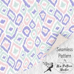 Abstract Ikat Seamless Pattern. Digital Repeatable File. Oriental ethnic background. For fabric, vinyl print, wrapping.