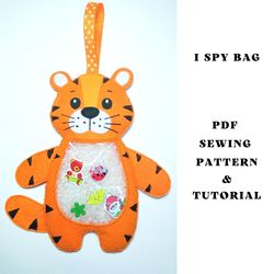 Tiger I Spy Bag pattern and Tutorial Felt toy pattern Digital Download