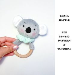 PDF sewing pattern koala baby rattle, sewing tutorial