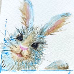 Rabbit Painting Original Watercolor art ACEO